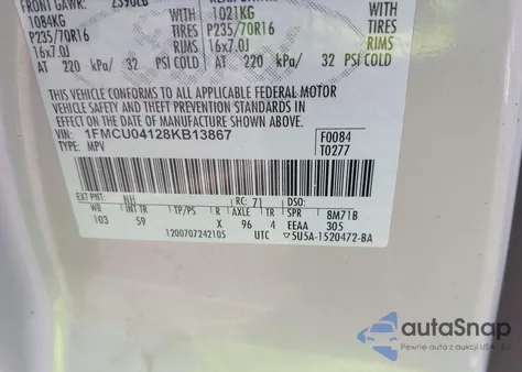 2008 Ford Escape Limited from USA, damaged, VIN 1FMCU04128KB13867